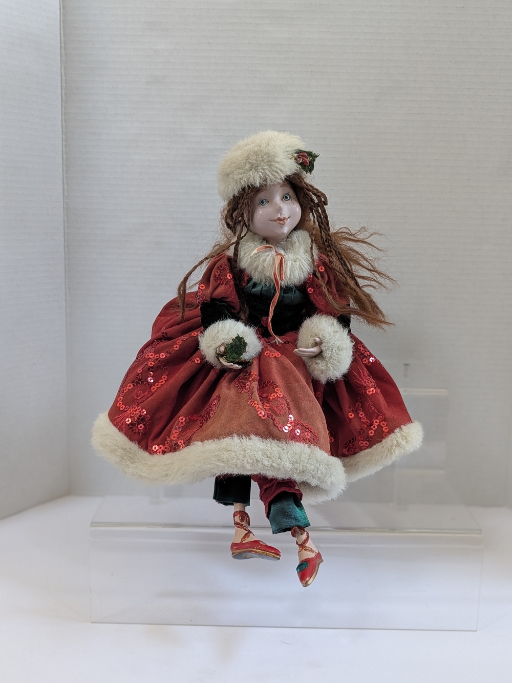 Holiday Fairy Red Hair Wings Dress Christmas Woodland Fairy Elf Shelf Sitter 17"